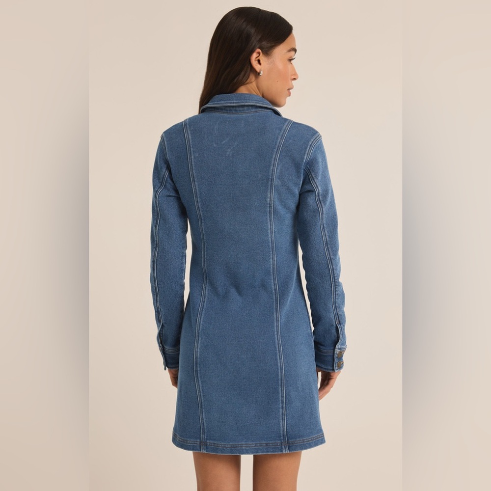Z Supply Candice Cotton knit denim Dress - Picture 2 of 3